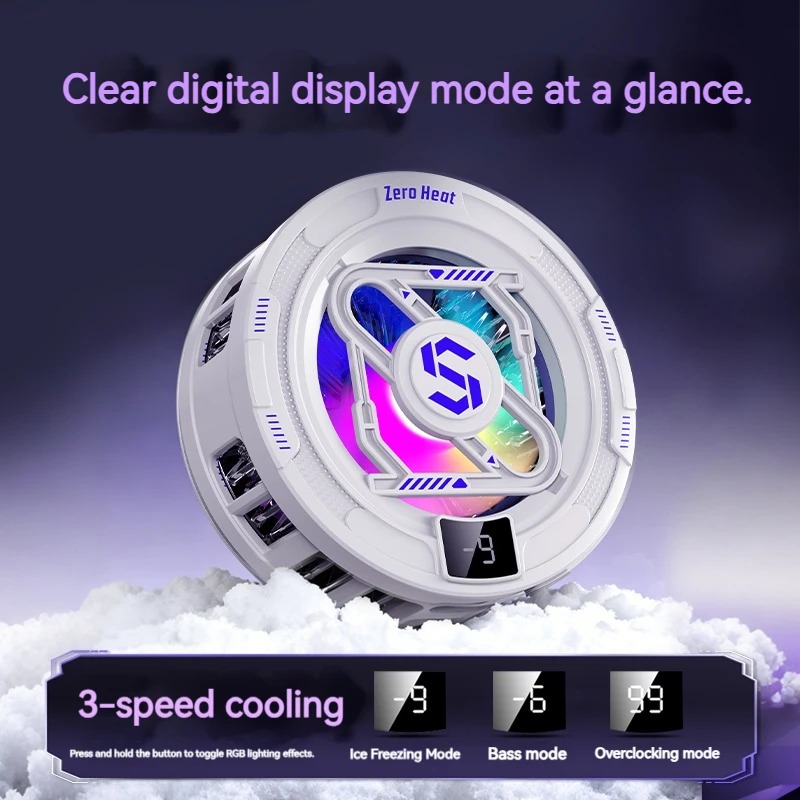 Gaming Accessories Mobile - k52 AIモバイルクーラー 磁気バッククリップ式冷却ラジエーター デジタルディスプレイ RGBライト ゲーミングクーラー