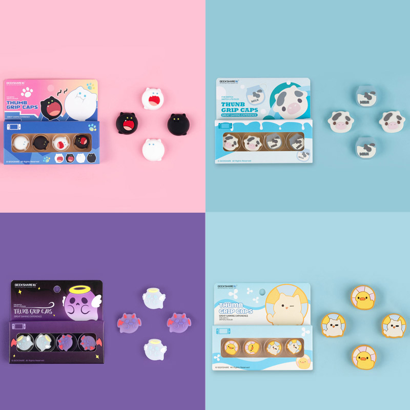 Gaming Accessories Girly - スーパーかわいいシリコーンソフトジョイコン親指スティックグリップキャップジョイスティックカバースイッチ OLED NS Lite Joy-con コントローラサムスティックケース