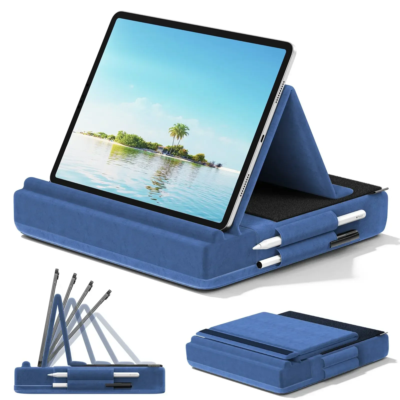 Desk Corner Mat - アップグレードされたタブレット枕スタンド マルチアングル表示 Ipad ホルダー ラップベッドとデスク用 折りたたみ式ソフトパッドドック