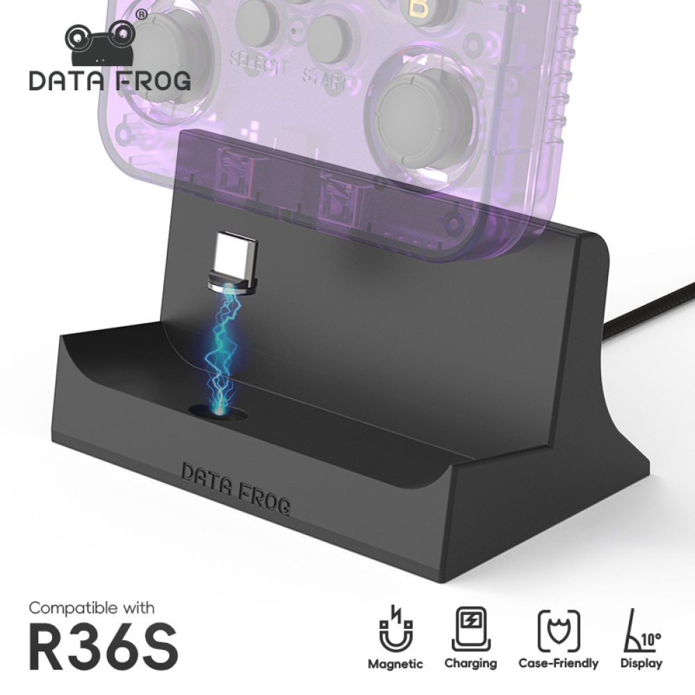 Gaming Accessories Retro - R36Sゲーミングコンソール用マグネティック充電ベース、Type Cデスクトップドックホルダー、スタンドクレードル、耐久性のあるプラスチック製パワーステーション