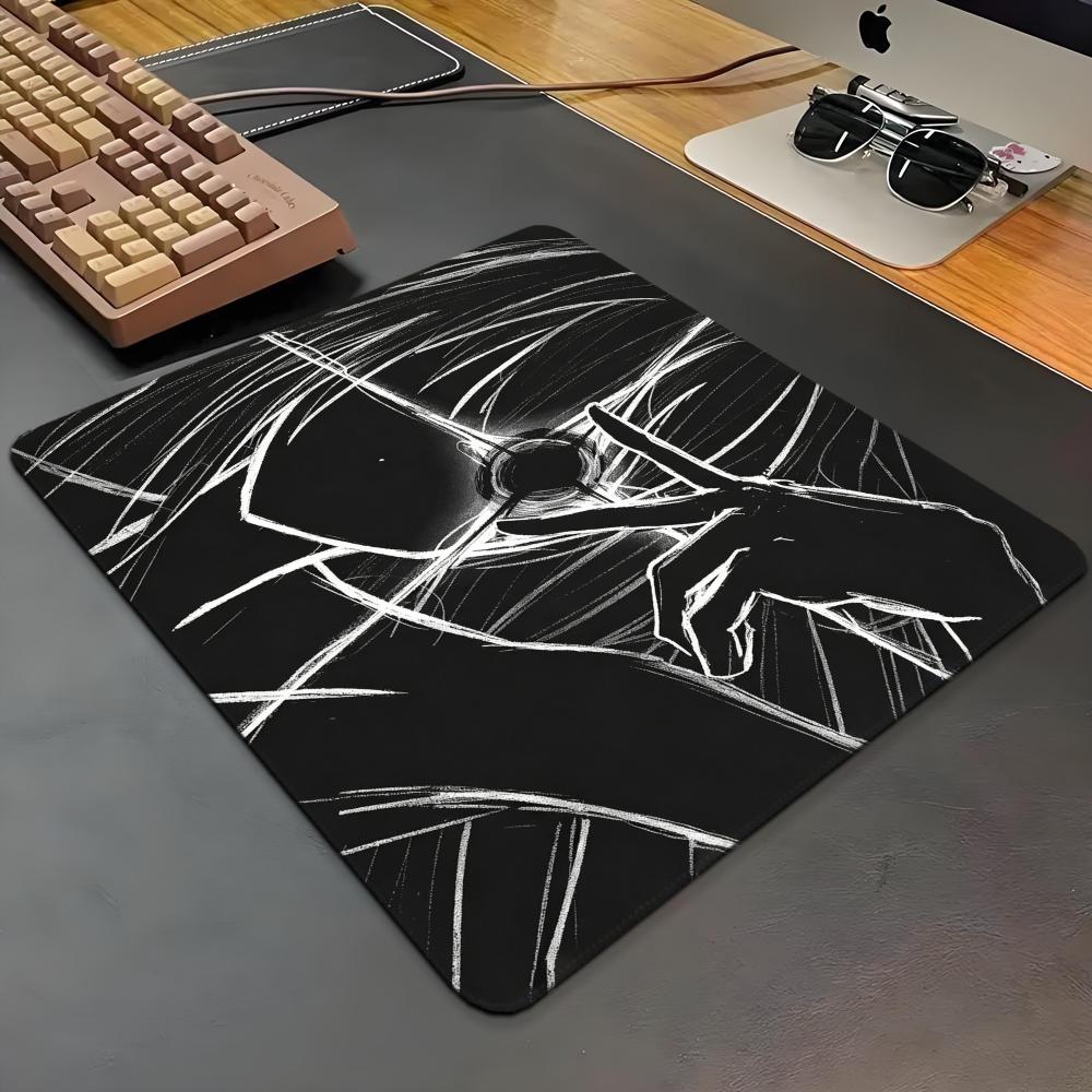 Gaming Accessories White - 黒白ラインゴシックガールかわいいコミックガールズマウスパッドアニメガールデスクマットオフィスPCキャビネットマウスパッドゲーマー