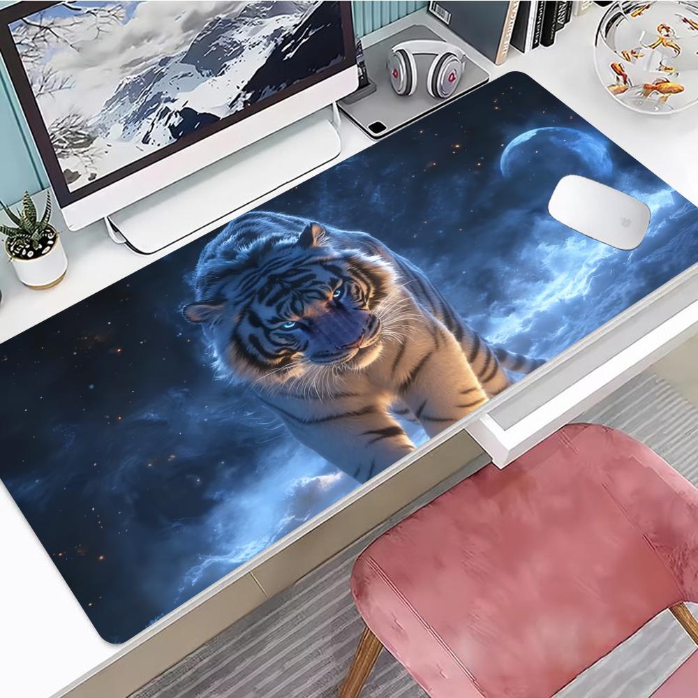 Gaming Accessories White - XXL ホワイトタイガー大型ゲーミングマウスパッド滑り止めゴムベース大型デスクマット PC ラップトップキーボードオフィスゲーマーアクセサリー HYBXXC