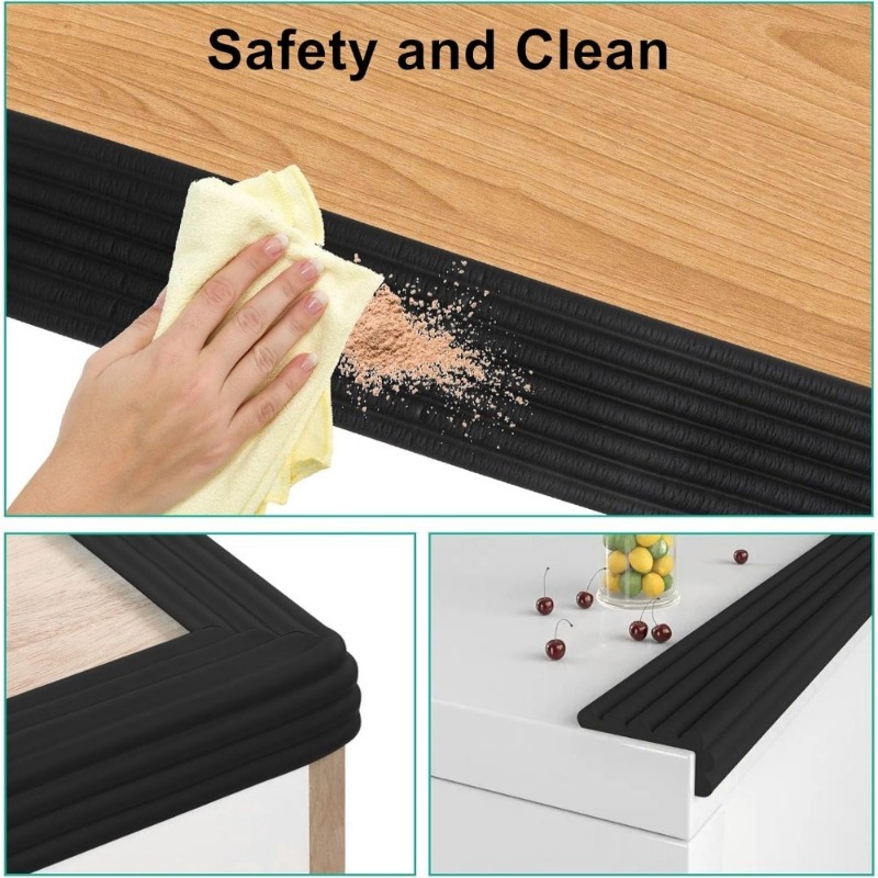 黒色の厚みのある衝突防止ストリップ自己粘着コーナープロテクタ - Desk Corner Mat のレビューと価格