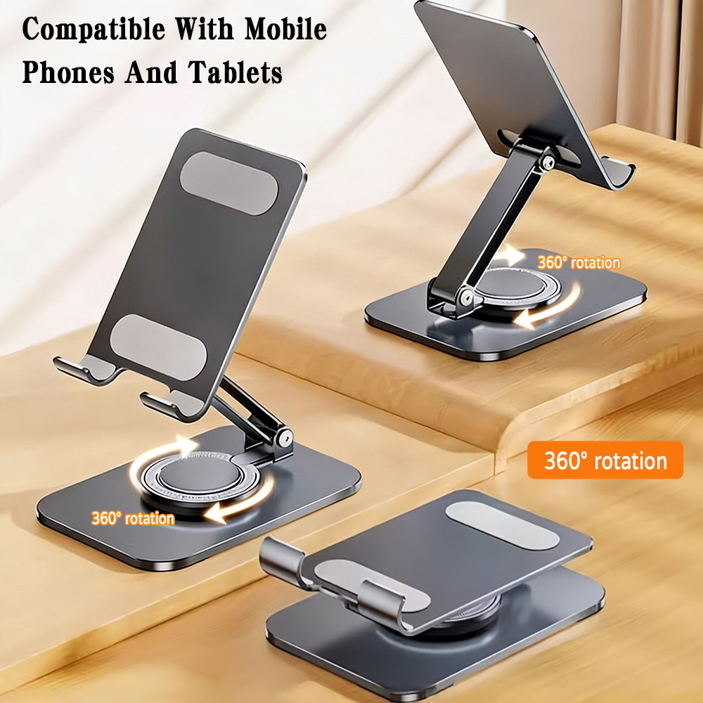 360度回転可能な金属製スマホ・タブレットスタンド、折りたた - Desk Corner Mat のレビューと価格