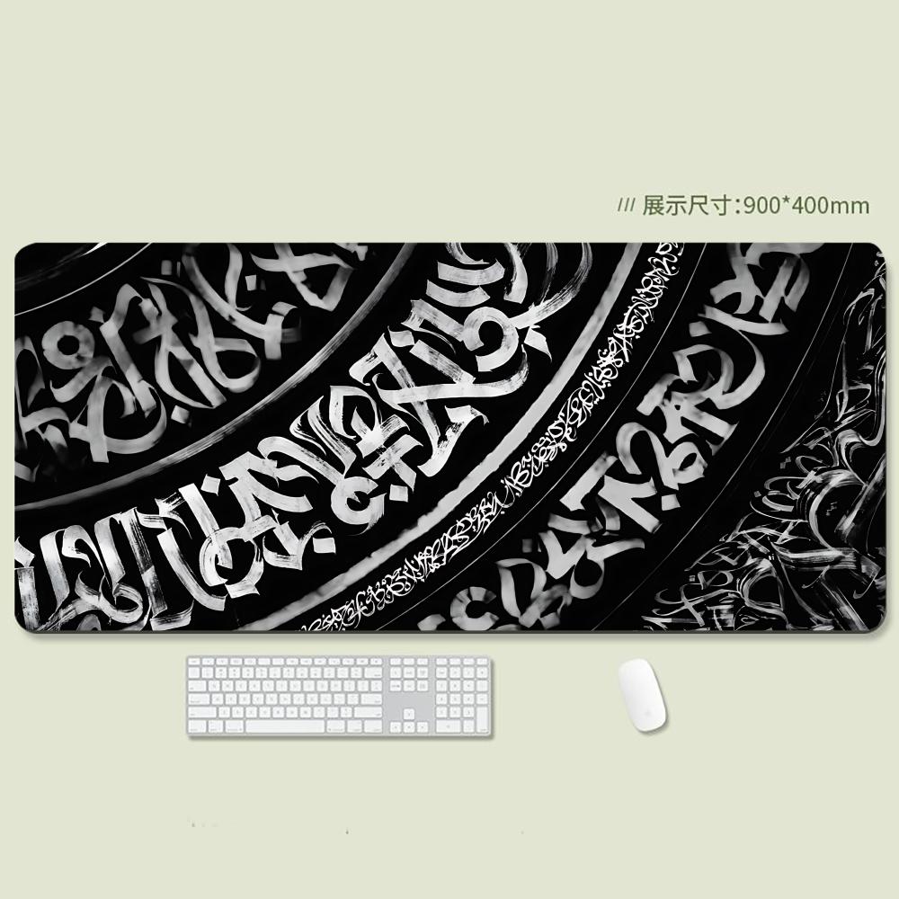 ブラックホワイトデザインマウスパッド大型ゲーミングノンスリッ - Gaming Accessories White のレビューと価格