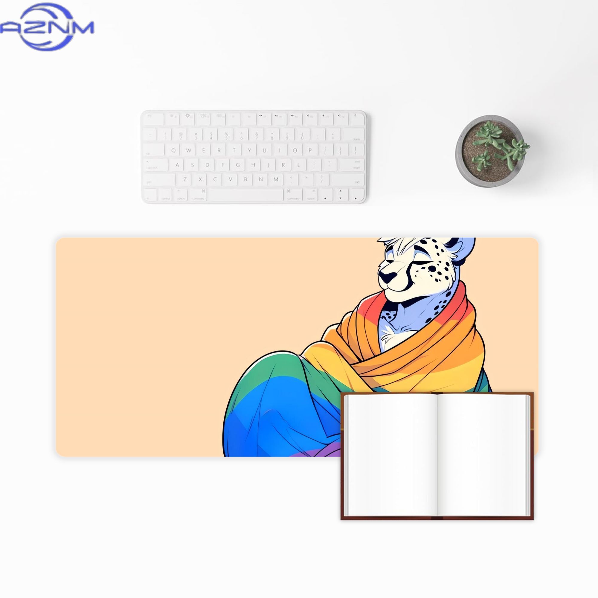 快適なファー素材のプライドチーターLGBTQレインボーデスク - Desk Corner Mat のレビューと価格