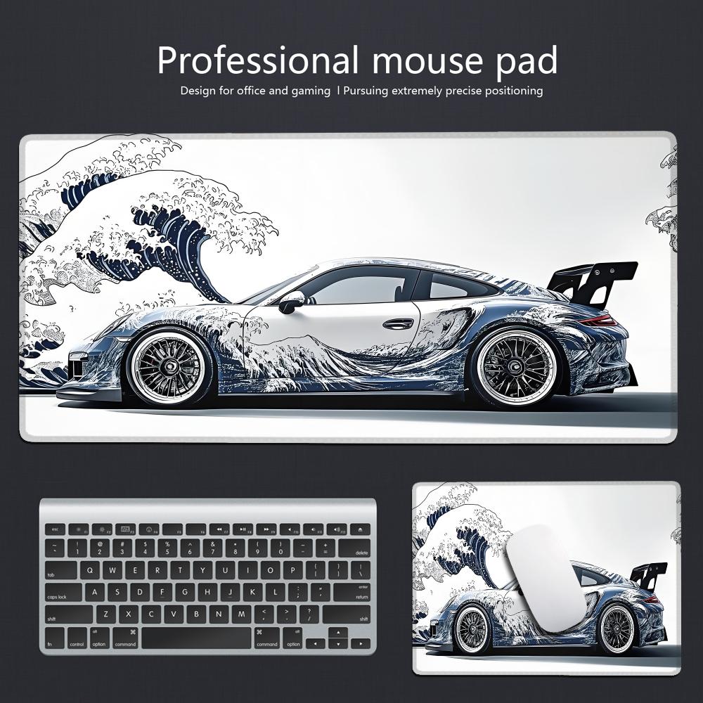 ホワイトスポーツカーゲーミングマウスパッド大型滑り止めゴムベ - Gaming Accessories White のレビューと価格